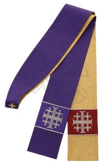 Étole gothique réversible "Croix de Jérusalem" SZ1