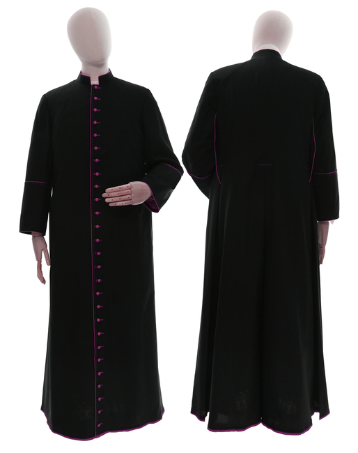 Black cassock with purple trim CASSCZF EN Ars Sacra