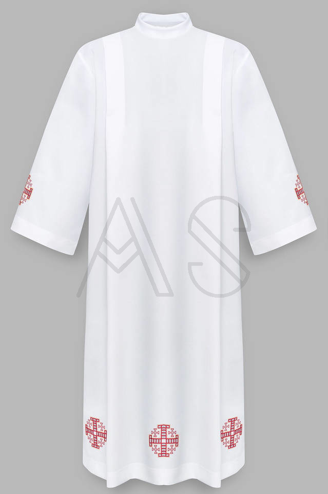 Alb with red Jerusalem crosses A4-C