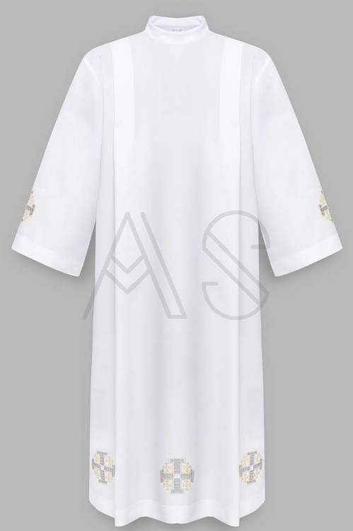 Alb with gold Jerusalem crosses A4-G