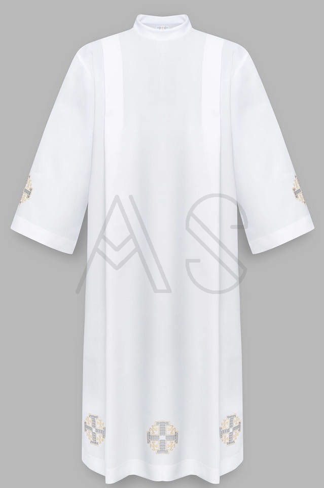 Alb with gold Jerusalem crosses A4-G