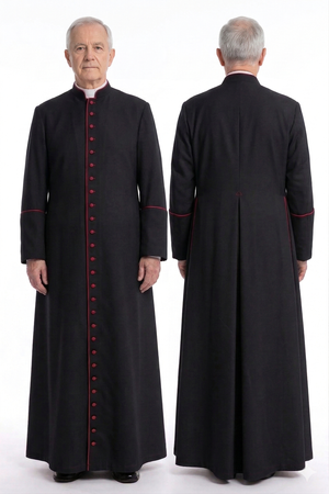 Black cassock with red trim CASS-CZ-C