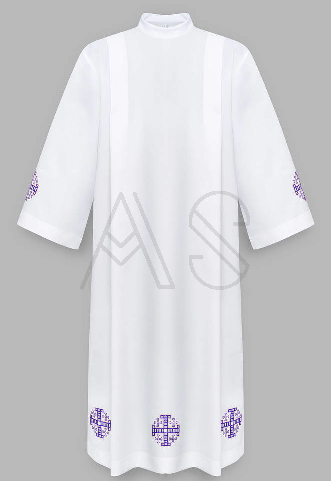 Alb with purple Jerusalem crosses A4-F