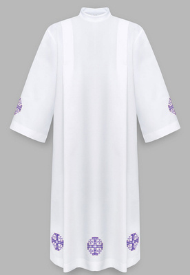 Alb with purple Jerusalem crosses A4-F